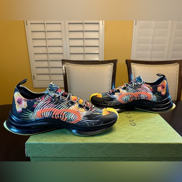 New Authentic Gucci GG Logo Floral Run Sneaker Shoes Size UK 11 / US 11.5 - Picture 13 of 16